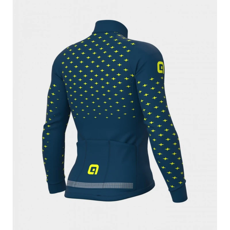 Maglia Invernale Ciclismo ALE' PR-R STARS Petrolio-giallo Fluo 2022 4 Maglia Invernale Ciclismo ALE' PR-R STARS Petrolio-giallo Fluo 2022 - immagine 2