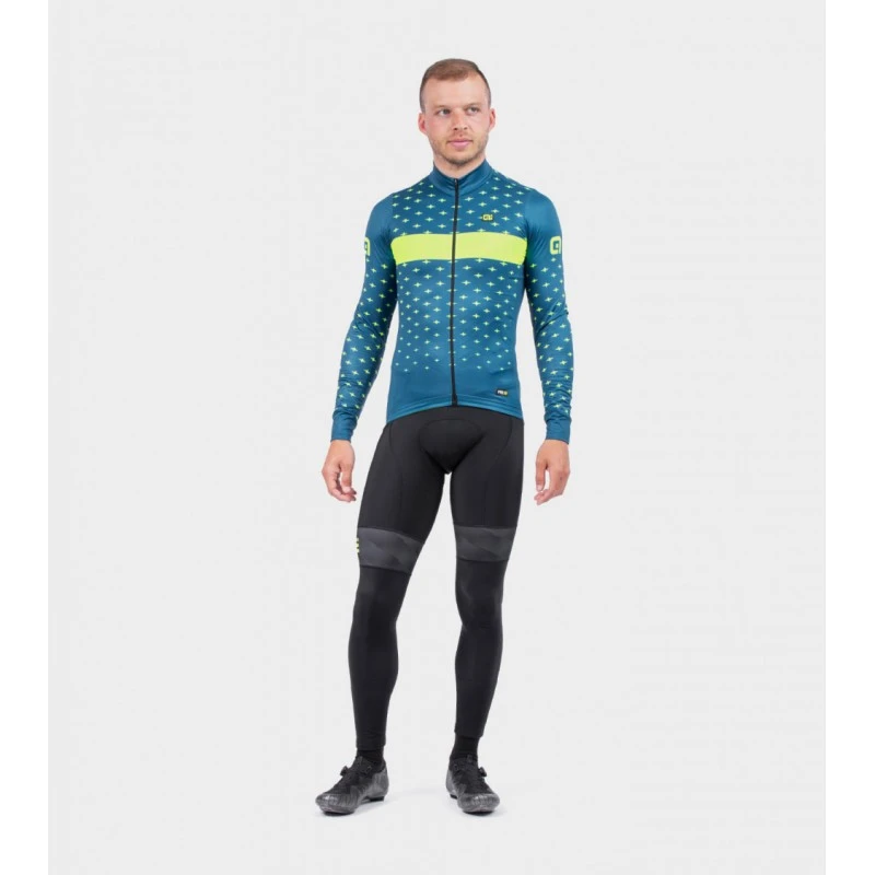 Maglia Invernale Ciclismo ALE' PR-R STARS Petrolio-giallo Fluo 2022 5 Maglia Invernale Ciclismo ALE' PR-R STARS Petrolio-giallo Fluo 2022 - immagine 3
