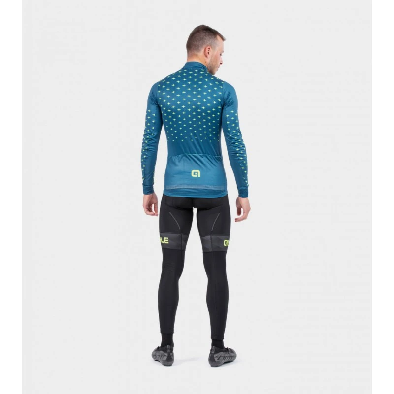Maglia Invernale Ciclismo ALE' PR-R STARS Petrolio-giallo Fluo 2022 6 Maglia Invernale Ciclismo ALE' PR-R STARS Petrolio-giallo Fluo 2022 - immagine 4